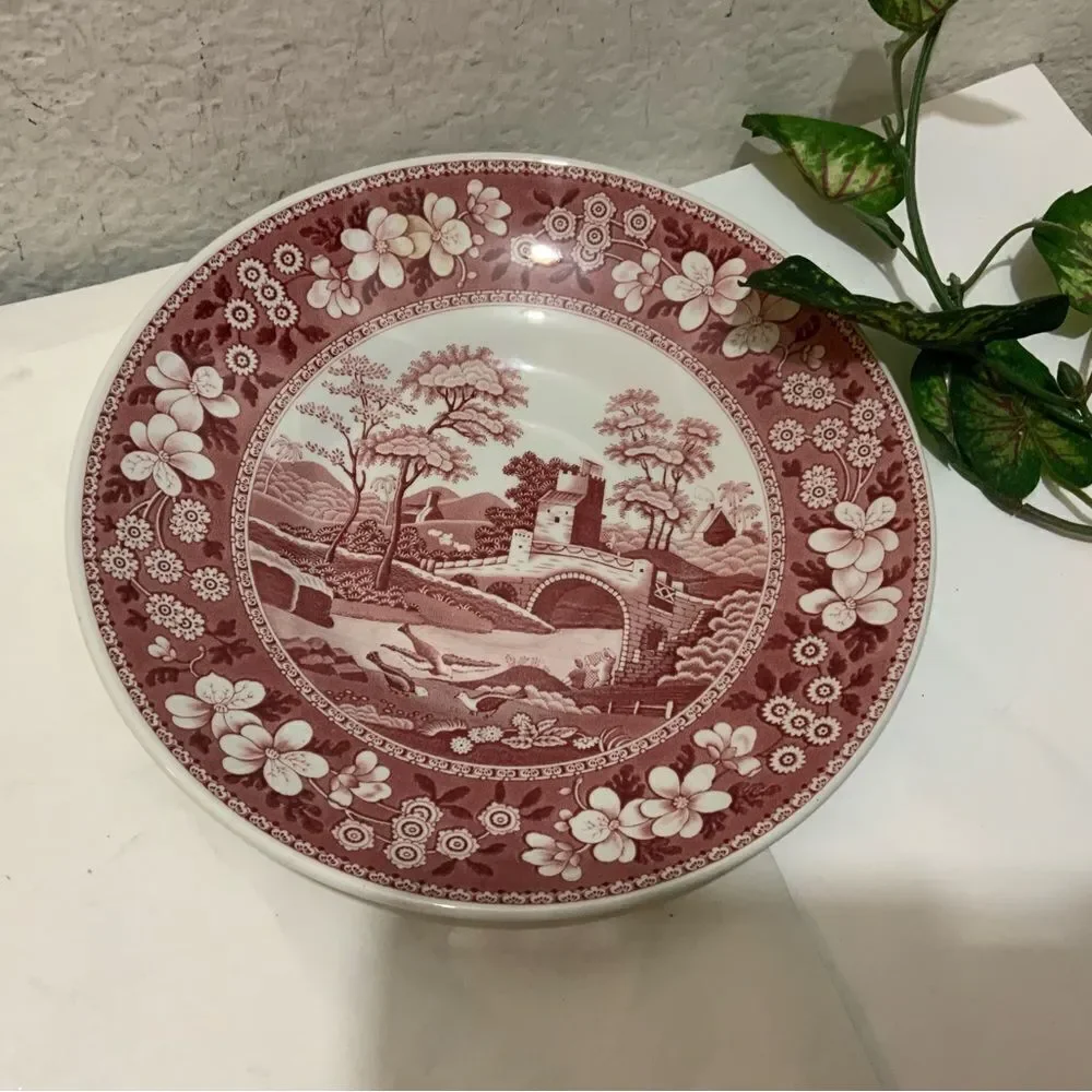 SPODE SALAD BOWL 9” Pink Tower Design C.1814 V England G15